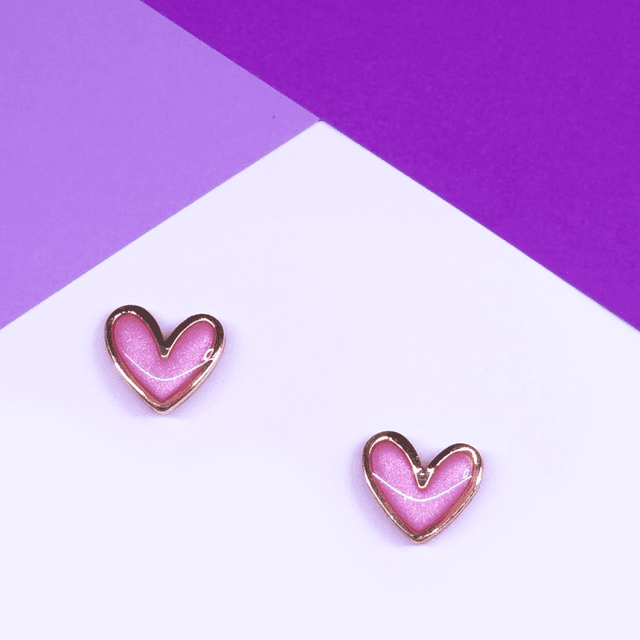 Pink Pearl Heart Studs
