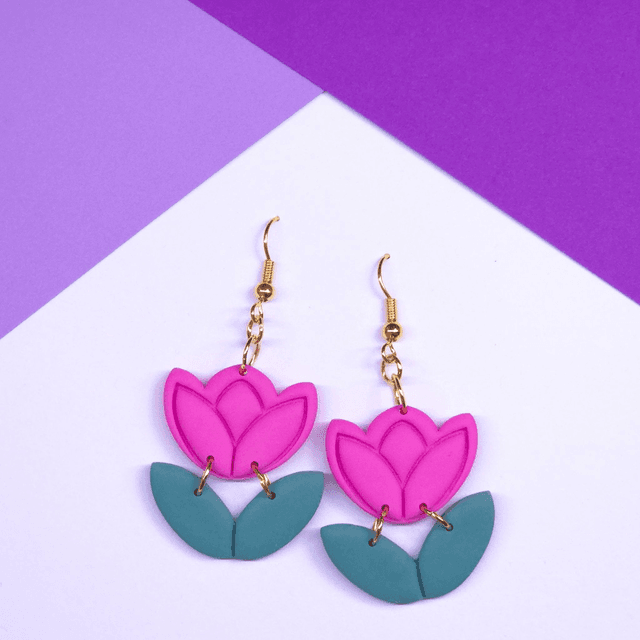 Pink Tulip Dangles